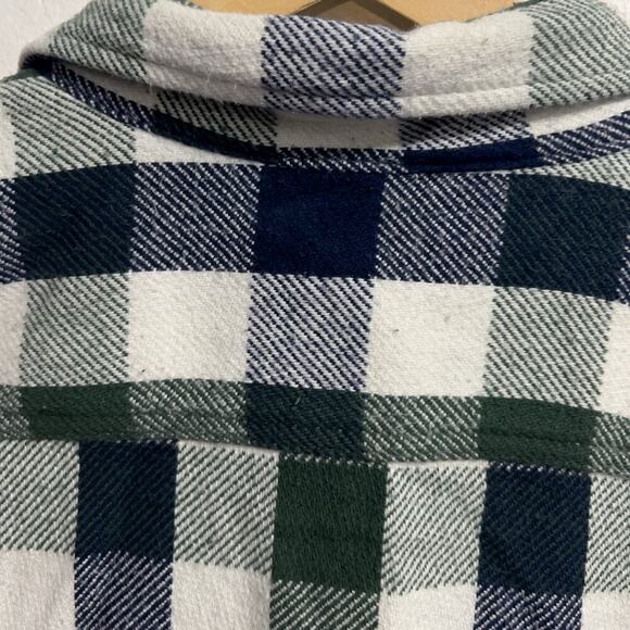 Gap Shirt Mens XL Shacket Button Down Plaid Green Blue Flannel Cotton Woven - Picture 3 of 6